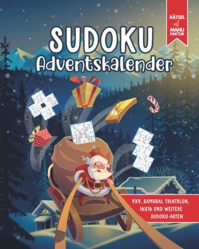 Sudoku Adventskalender für Erwachsene: Weihnachtskalender mit verschiedenen Sudoku Rätseln von leicht bis schwer für Männer & Frauen (German Edition)