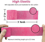FRESINIDER 9 Rolls Self Adhesive Wrap Athletic Tape Gauze, Breathable Elastic Cohesive Bandage for Sports Injury & Pet (7 Pcs 2" x 5 Yards + 2 Pcs 1" X 5 Yards) (Pink)