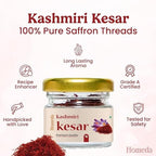 Homeda Saffron Threads, Pure Saffron Spice - Kesar Safron for Cooking, Azafran Para Cocinar Safran Seasoning - Premium Kasmiri Zafran for Tea, Rice, Paella, Golden Milk (1 gram / .035 oz)