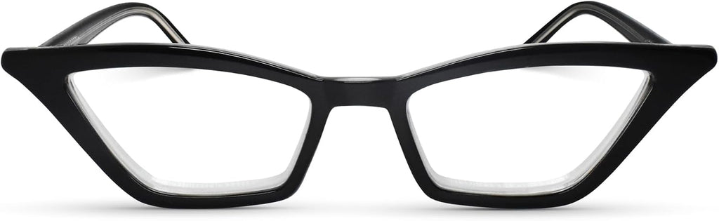 2SeeLife Premium Cat Eye Reading Glasses for Women – Narrow-Medium Fit, Sturdy Frame, Spring Hinges, Stylish Funky Readers, Black, +3.00
