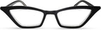 2SeeLife Premium Cat Eye Reading Glasses for Women – Narrow-Medium Fit, Sturdy Frame, Spring Hinges, Stylish Funky Readers, Black, +3.00
