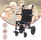 Ultra-Lightweight Folding Wheelchair, Travel Wheelchairs with Foldable Pedals and Flip-Backs Arms, Handbrake & Telescopic Handle, Handle Manual Wheelchair 12" Wheel