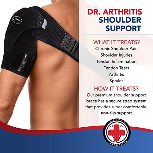 Dr. Arthritis Doctor Developed Shoulder Brace for Pain Relief & Recovery - Left Right Shoulder Brace - for Women Men, with Handbook (Black)