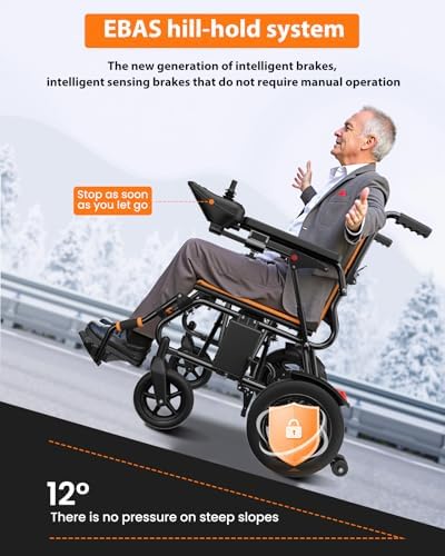 Electric Wheelchair, Foldable Wheelchair for Adults, 500W Motorized Wheelchair with 15+ Long Travel Range, All Terrain Portable Electric Wheelchair for Seniors Support 350LB