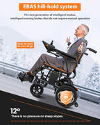 Electric Wheelchair, Foldable Wheelchair for Adults, 500W Motorized Wheelchair with 15+ Long Travel Range, All Terrain Portable Electric Wheelchair for Seniors Support 350LB