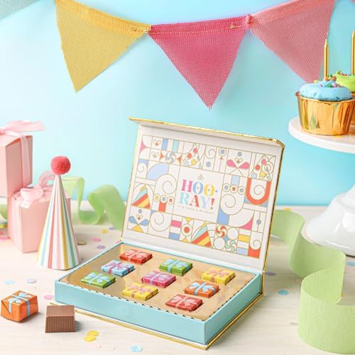 Birthday Gift, Chocolate Card Gift Box, 9 Individually Wrapped Chocolates, Food Sweets Candy Gift, Birthday Present for Men, Women, Children, Bonnie and Pop
