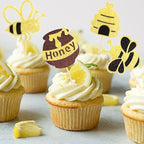 24 PCS Bumble Bee Cupcake Toppers Glitter Heart Honeycomb Bee Cupcake Picks BaBy Shower Cake Decorations for Bee Theme Baby Shower Kids Birthday Party Supplies