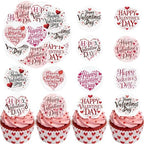 36PCS Edible Happy Valentine’s Day Cupcake Toppers Wafer Paper Sweet Love Be Mine Kiss Me Cupcake Picks Valentine’s Cake Decor for Valentine's Day Theme Wedding Party Supplies