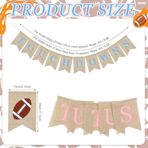 3 Pieces Touchdowns or Tutus Gender Reveal Decorations Banners Boy or Girl Rustic Burlap Banners for Baby Shower Rugby Gender Reveal Party Supplies Welcome Baby Party Decorations