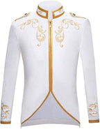 IWEMEK Men Prince Charming Costume Palace Prince Gold Embroidered Jacket Suit Court Uniform Cosplay Officer Medieval Costume