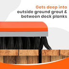 Deck Brush with Long Handle, Stiff Bristle Floor Scrub Broom, 55'' Outdoor Scrubber Remove Dirt, Leaves, Snow on Carpet, Patios, Garage, Concrete