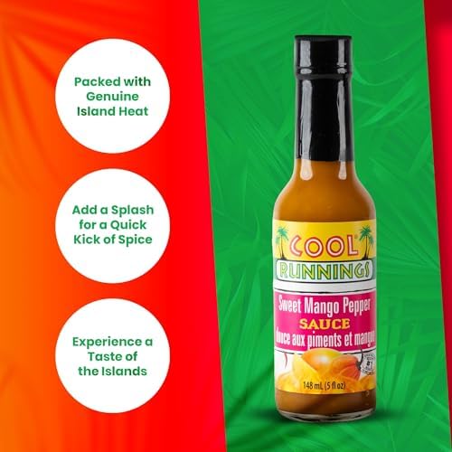 Cool Runnings Sweet Mango Pepper Sauce, 148ml - Sweet and Tangy Caribbean Hot Sauce, Perfect table top hot sauce for your rice, pizza, wings, pasta, salad and more