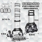 Stair Climbing Cart, 330LB Capacity Collapsible Stair Climbing Dolly,Cart for Stairs with Bungee Cord and Swivel Wheels 50L Shopping Bag,Hand Trucks for Moving Shopping, Office Use (Black)