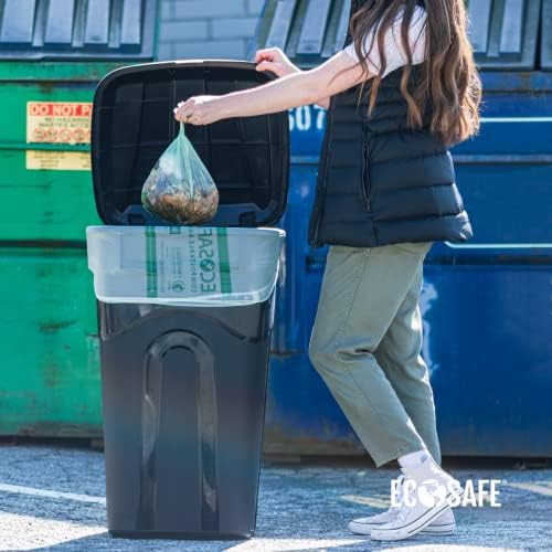 EcoSafe-6400 HB3550-85 Certified Compostable Bag - 35x50” Green Bags for 45 Gallon Bin - Extra Strong Leak, Puncture and Tear Resistant Food Scraps Bin Liners, Pack of 90