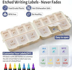 NEW Foldable & Double Protection Portable Weekly Pill Organizer 2 Times A Day with Etched Labels, AM PM 7 Day Week Medicine Box, Daily Travel Pill Case Holder Dispenser for Vitamin, Supplement - Khaki