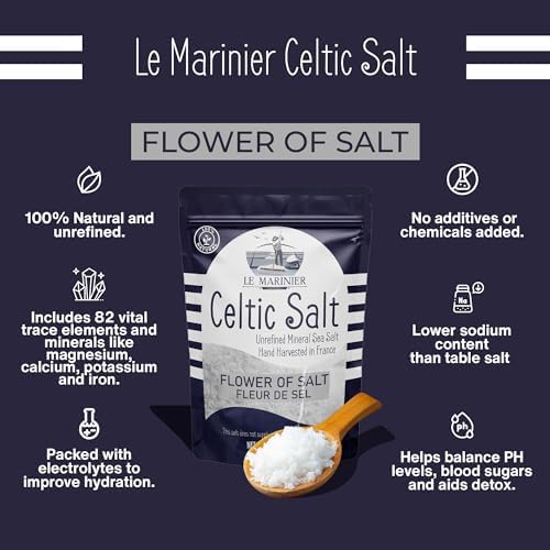 Le Marinier Fleur de Sel 0.6lb - 8.81oz. French Sea Salt- Flower of Salt. Mineral Rich, Unrefined, 100% Natural, Hand Harvested, Finishing Salt (0.6lb Fleur de Sel)