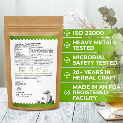 50 Bags Lovage Leaf Herb Tea (Levisticum Officinale) – 50 Count 1.5g Herbal Bags Hoja De Levístico