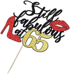 Still Fabulous at 65 Cake Topper,Happy 65th Birthday Cake Topper,Queen High heels Big Red lips Cake Topper,Women 55th Birthday Party Cake Decorations