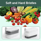 1 PCS Veggie Brush Scrubber Soft and Hard Bristle Vegetable Fruit Scrubber Double Sided Brush Produce Potato Brush Cleaner Mushroom Cleaning Brushes for Food Scrub (Grey White)