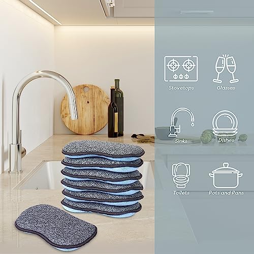 Multi-Purpose Sponges Kitchen by Scrub-it - Non-Scratch Microfiber sponges for Cleaning, Along with Heavy Duty Scrubbing Power - Reusable Dish Sponge for Dishes, Pots and Pans (6 Pack, Small)