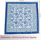 ATOSII Midnight Bloom Blue 100% Cotton Cloth Napkins, Hand Block Floral Print Designer Table Linen, Perfect for Dinners, Weddings, Cocktails, Parties I 20 X 20 Inches I Set of 4 I