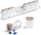 KOVIUU Weekly Pill Organizer Magnetic for Fridge, Removable Pill Box 7 Day 1 Time a Day, Large Pill Case Travel, Week Once Daily Dispenser, Medicine Container Holder for Supplement Vitamin, Brown