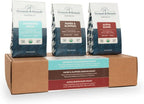 Grounds & Hounds Three Blend Starter Kit, Organic Whole Bean Coffee Variety Pack, Includes Morning Walk Breakfast Blend, Paper & Slippers Medium Roast, and Alpha Blend Dark Roast, Three 6oz Bags