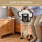 Bed Rails for Elderly Adults Safety, 400 Lbs Support for Seniors, ASTM-Certified Height Adjustable Bed Assist Rail with Motion Sensor Light, Triple Non-Slip Handles & Dual Storage Pockets
