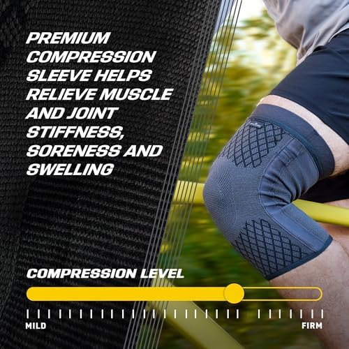Futuro Premium Compression Knee Sleeve with Stabilizers, Removable Stabilizers, Advanced Customizable Compression Sleeve, for Mild Arthritis, Swelling, Soreness, Sprains, and Strains Small