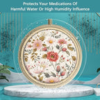 Pill Organizer Pill Box with Mirror Retro Small Pill Case for Purse or Pocket Bronze Pill Box or Vitamins, Fish Oil, Supplements, Pill Containe Travel Gifts（2PCS-Retro Red Flowers）