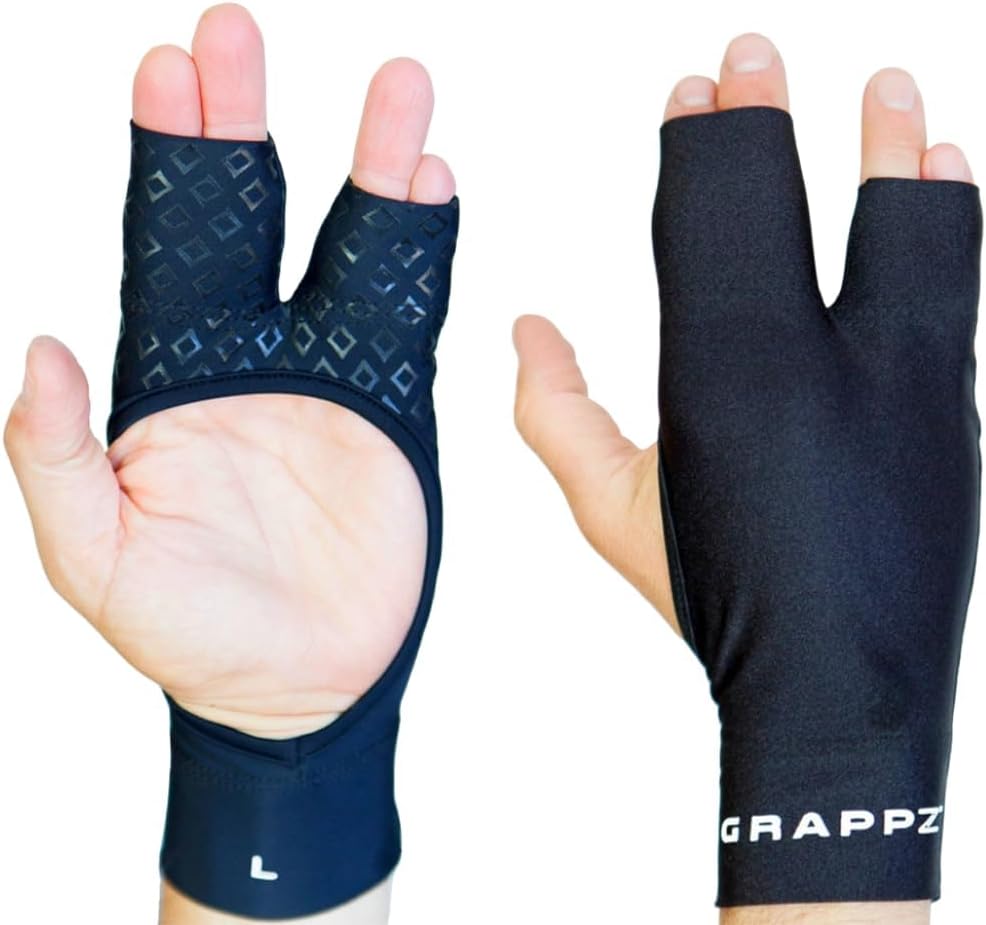 Grappz Finger Support Athletic Compression Gloves – Athletic Buddy Tape & Trigger Finger Splint Alternative – Finger Sleeve & Brace, Arthritis Pain Relief & Joint Stabilizer for All Sports, Unisex S