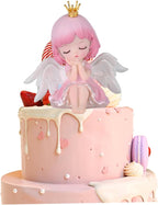Baby Girl Figurine Cake Topper Angel Cake Decor Car Desktop Ornaments Baby Shower Party Supply for Graduation 11.5 * 12cm