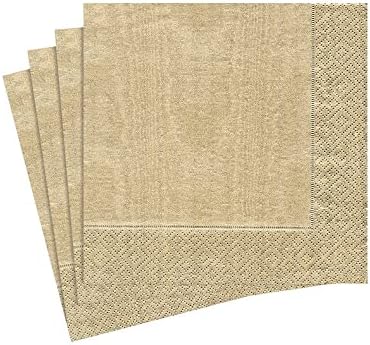 Caspari Moiré Paper Cocktail Napkins in Gold - Two Packs of 20