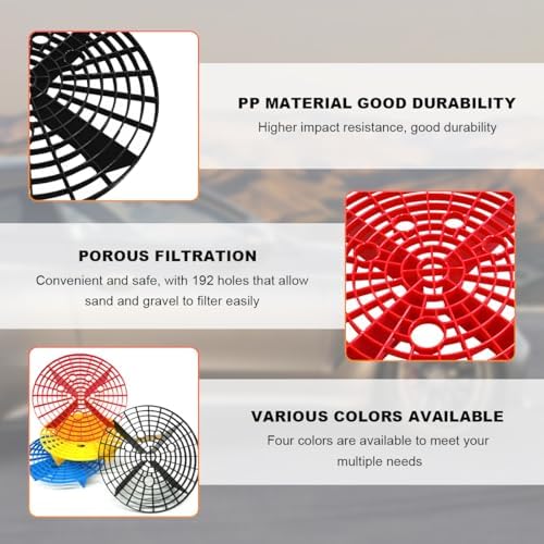 2 PCS Car Wash Bucket Inserts, Auto Detail Dirt Gaurd Buckets Filter Helps Remove Dirt Debris, Dirt Guard Insert Wash Filter Fits 12 Inch Diameter Bucket or 3-5 Gallon Buckets (Black+Red)