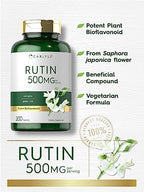 Carlyle Rutin Supplement 500mg | 200 Tablets | Vegetarian, Non-GMO, Gluten Free