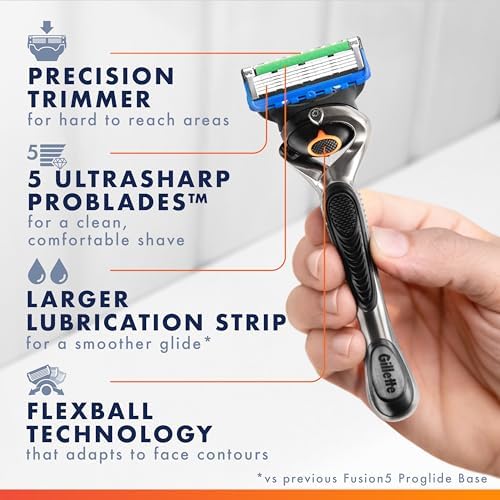 Gillette Fusion ProGlide Shaving Razor for Men, 1 Handle + 4 Blade Refills