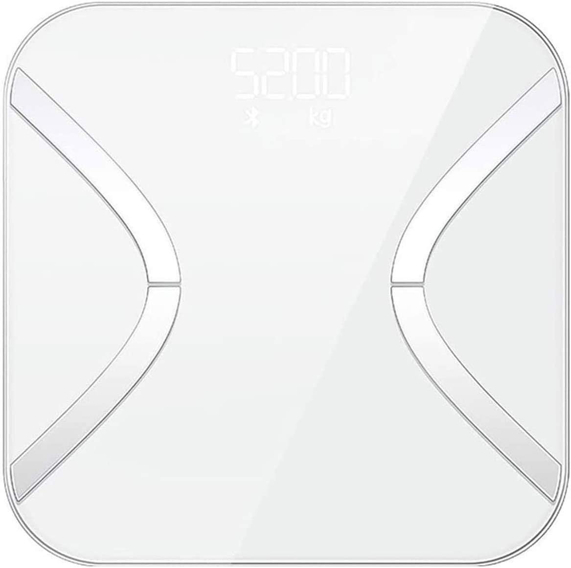 Body Fat Scale Smart BMI Scale Digital Bathroom Wireless Weight Scale, Body Composition Analyzer with Smartphone App sync, 300 lbs - White