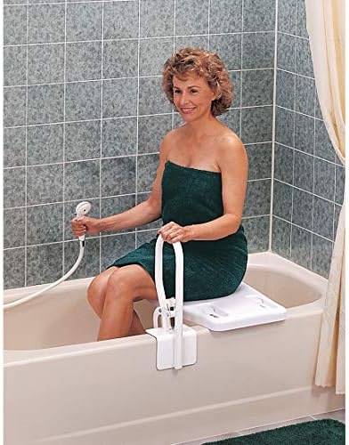 Carex Portable Shower Bench - Shower Bath Seat - Fits tub having width in the range of 19"-28". Comfortable Contoured Seating Area with 300 Pound Weight Capacity, Portable and Easy to Store
