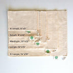 Reusable Produce Bags Cotton Washable - Organic Cotton Vegetable Bags - Cloth Bag with Drawstring - Muslin Fabric Produce Bags - Bread Bag - Set of 6 (2 Large, 2 Medium, 2 Small)