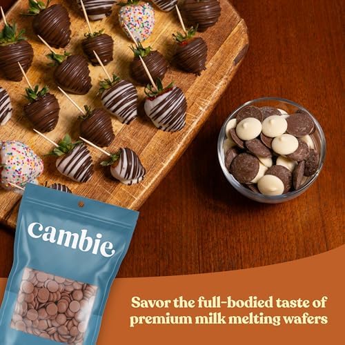 Cambie Melting Chocolate Candy Melts - 2 Pounds of Milk Chocolate Melts Used for Dipping, Baking & Toppings - Premium Quality Chocolate Wafers for Homemade Desserts