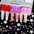 FOIMAS 3D Flower Nail Charms,3 Boxes Flower Acrylic Nail Art Rhinestones with Gold Silver Pearl Beads Tweezer for DIY Nail Art Decoration Supply