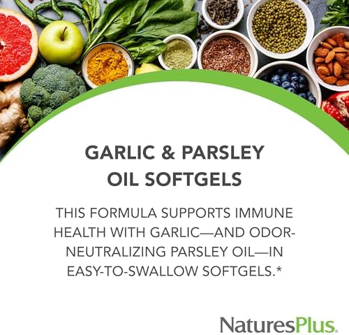 NaturesPlus Garlic and Parsley Oil - 180 Easy-to-Swallow Softgels - Supports Immune Health - Gentle on the Stomach - 180 Servings