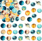 Ephlyn 54Pcs Edible Outer Space Cupcake Toppers Wafer Paper Solar System Galaxy Universe Planets Cupcake Picks for Baby Shower Boys Girls Birthday Outer Space Themed Party Cake Decorations