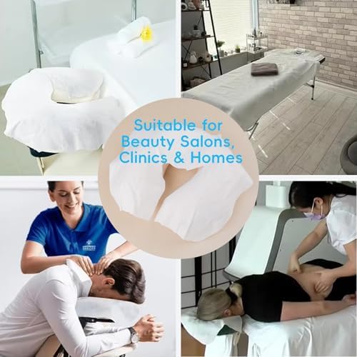 100PCS Disposable Face Cradle Covers Soft & Heavy Microfiber Massage Chair Cover Ultra Soft Non-Sticking Massage Headrest Covers for Massage Tables & Massage Chairs Latex-Free