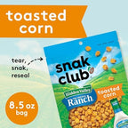 Snak Club Toasted Corn with Hidden Valley Ranch Seasoning, Roasted and Salted Corn Nuggets, Gluten-Free and Kosher Snack, 8.5 oz Resealable Bag