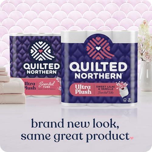 Quilted Northern Ultra Plush Toilet Paper with Sweet Lilac & Vanilla Scented Tube, 6 Mega Rolls = 24 Regular Rolls, 3 Ply Soft Toilet Tissue