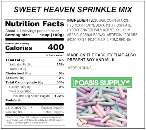 Oasis Supply Sweet Heaven Sprinkles – Edible Sugar Shapes for Valentine’s Day – Pastel Heart Cake, Cupcake & Cookie Decorations – Dreamy Romantic Baking Toppings for Desserts - Sweet Heaven Rod Mix