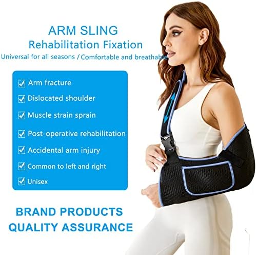 Arm Sling Shoulder Immobilizer - Rotator Cuff Support Brace - Comfortable Medical Sling for Shoulder Injury,Left and Right Arm,Men and Women,for Broken,Dislocated,Fracture,Strain (Medium)