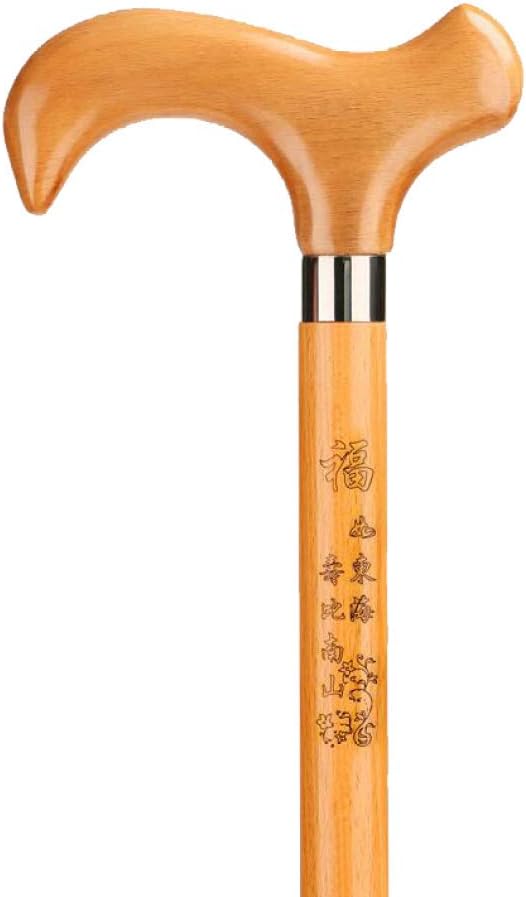 Natural Wood Walking Stick for Men Women, Hand Carved Lightweight and Strong Wooden Canes, Unisex 260lb Weight Capacity,85cm/33inch