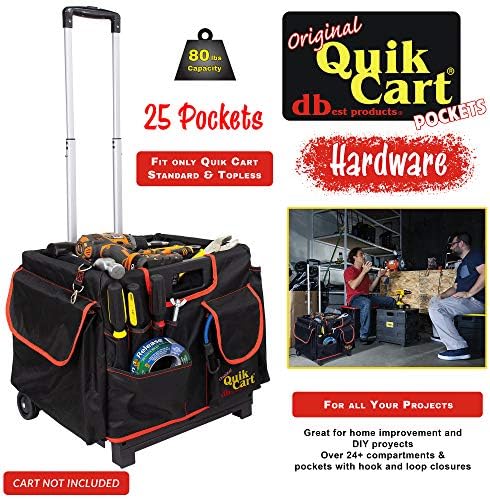 dbest Quik Cart Pockets, Black, Unisex, 20-Pocket Caddy for Easy Organization and Storage
